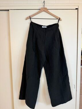 WORN Wide Leg Black Silk Trousers